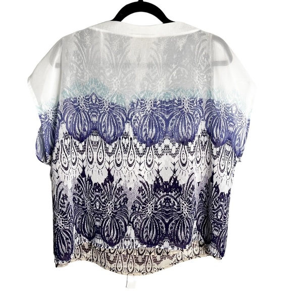 CAbi - Purple & White Sheer Blouse with Neck Ties - Sz. Med - Picture 2 of 7